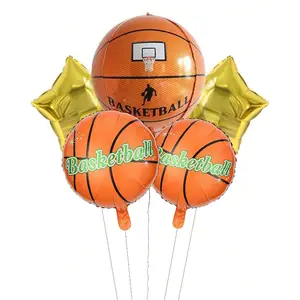7 Basketball Shaped Aluminum Foil Balloons Set, 22 Inch 4D Basketball Balloon, 18 Inch Basketball Star, Party Decor, Sports Event Decoration, Party Decorations