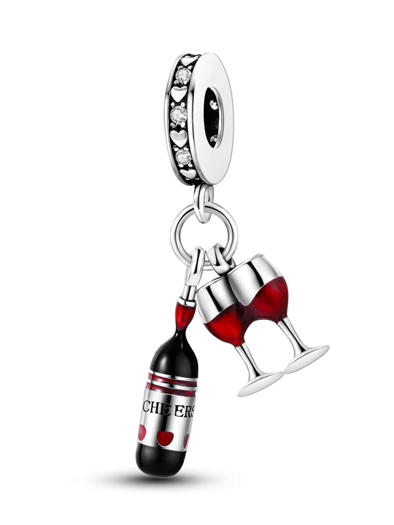 Wine Bottle & Glass Design Charm Pendant, Fashionable Charms, Fashionable Jewelry Accessories for Women & Girls, Trendy All-match & Exquisite Jewelry for Birthday Gift, Diy Pendants, Diy Jewelry Making