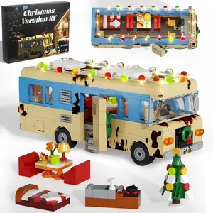 TENHORSES Christmas Cousin's RV Building Kit, Christmas building block set,LED Christmas Holiday Snow Village RV, Compatible with Lego Gifts for Boys, Girls, Family, and Friends (576pcs) creative  blocks holiday  building  blocks adult  building  toys