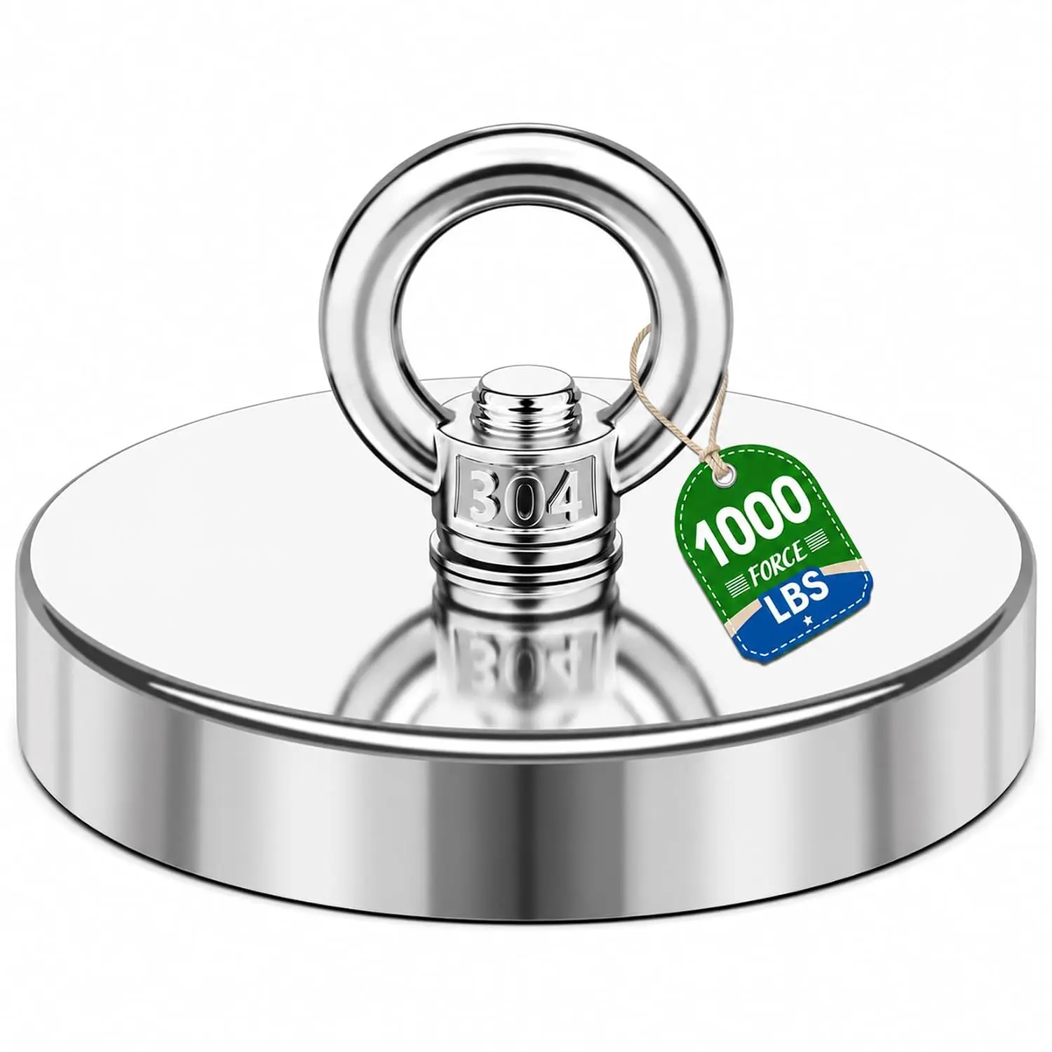 Neodymium Fishing Magnet, 1000 lbs Strong Magnet Fishing (90mm) | Magnetic Fishing Magnets, Rare Earth Magnet with Countersunk Hole Eyebolt for Retrieving Items in Lake, Beach, Lawn 3.54’’