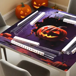 Mahjong Mat (33"x33") Halloween Pumpkin Non-Slip Noise Reduction, Waterproof, No Creases American Mahjong Mat with Black Carrying Bag for Mahjong Poker,Card Games, Dominoes,Board Games Mat (Halloween)