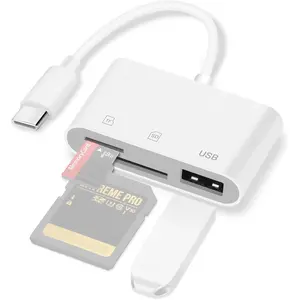 USB-C 3-in-1 Multi-Function Card Reader, Compatible with iPhone 17 Pro Max/16/15/iPad Pro and Type-C Android Phones, Laptops, Tablets, SD/Micro SD(TF), USB-C to USB Camera Adapter for Memory Card Storage Card Reader Plug-and-Play, USB Port Gadget