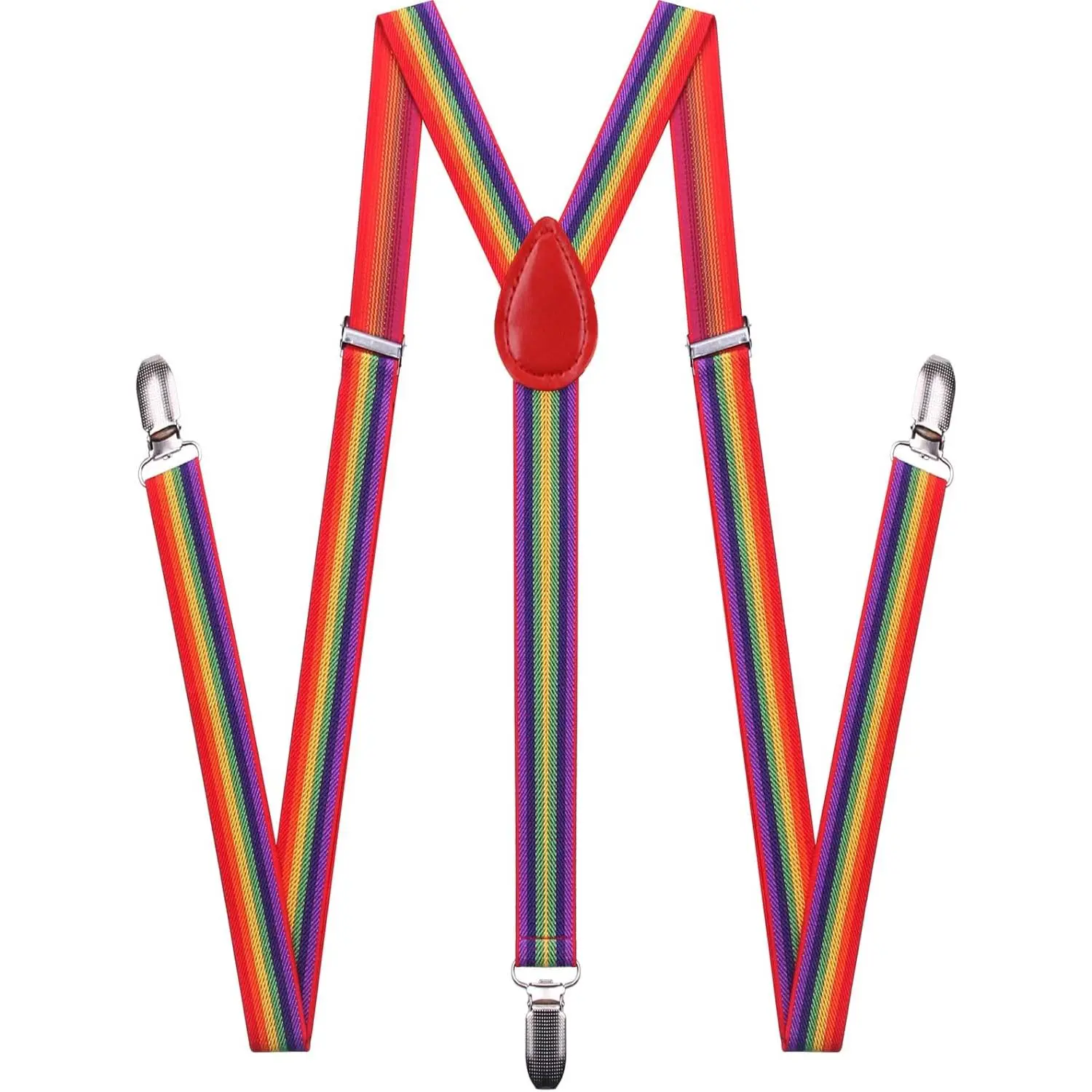 Suspenders for Men and Women Adjustable Elastic 1 inch Wide Leather Heavy Pants  Metal Clips Suspender Costume