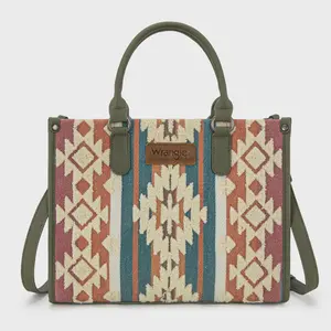 Sherpa Aztec Canvas Tote/Crossbody - Green
