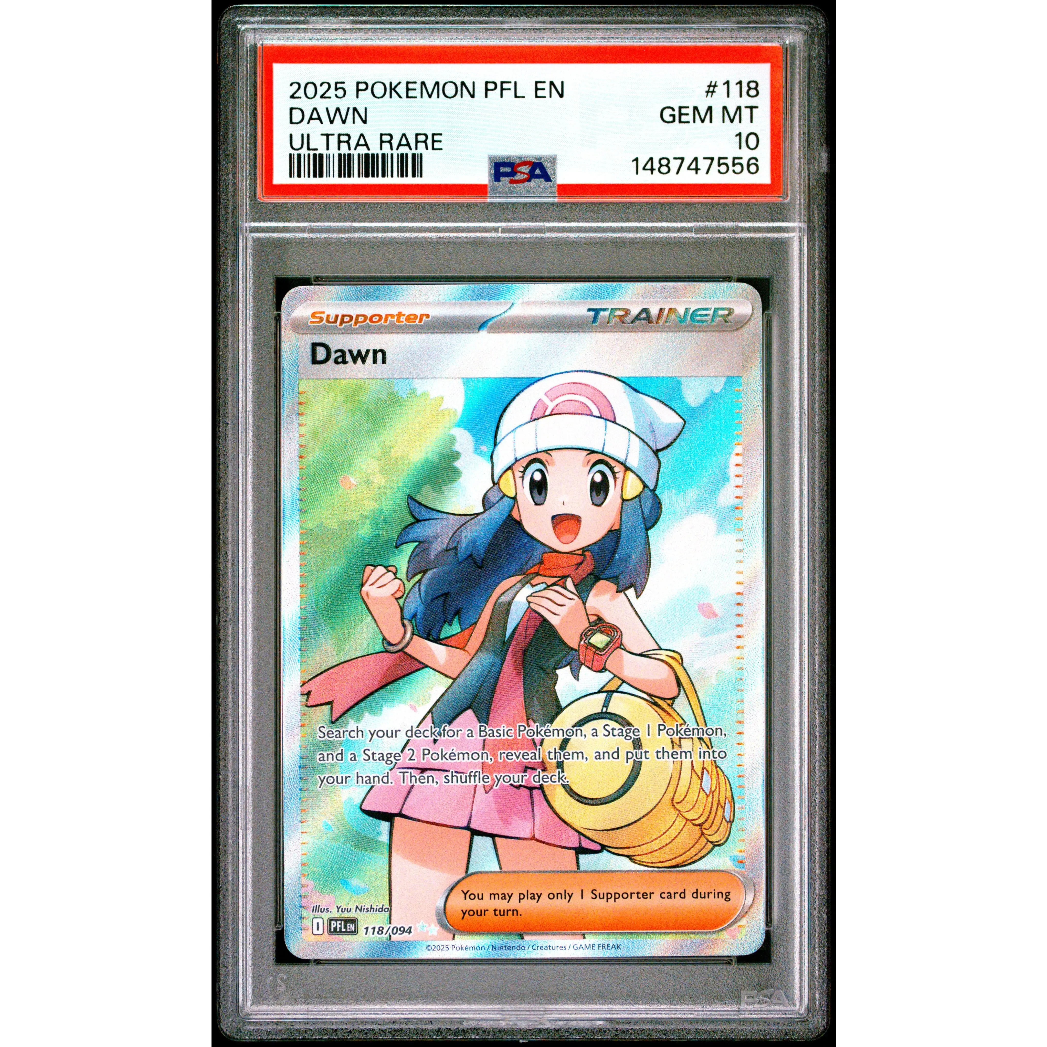 2025 Pokemon Pfl En-Phantasmal Flames Ultra Rare Dawn 10 PSA #118