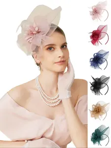 1pcs Fascinators Hat Feather Headband Women's Fascinators Tea Party Headwear with Clip Derby Hat for Girls and Women Ladies Headband Feather Accents