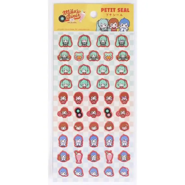 Daiso Hatsune Miku Petit Seal Miku's Diner Miku And Kaito Sticker Sheet