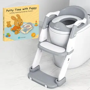 3-in-1 Toddler Potty Training Toilet Seat with Splash Guard, Anti Slip Pad for Kids Boys & Girls (Gray)