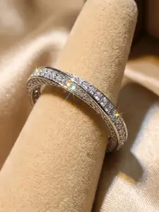 Classic Simple Style Ring Fashion Trendy Engagement Finger Ring, Elegant Design Perfect for Daily Wear & Special Occasions, Copper Inlaid Zircon