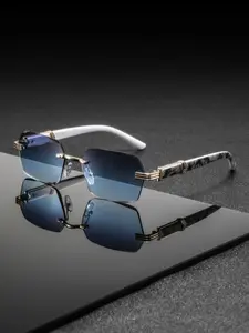 Men's Multicolor Ocean Color Square Frameless Cut Edge Glasses, Casual Dopamine Vintage Luxury Classic Style, Fashion Eyewear