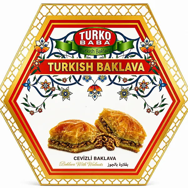 Turko Baba Turkish Baklava with Walnuts (Cevizli Baklava) – Premium Authentic Turkish Dessert 200g