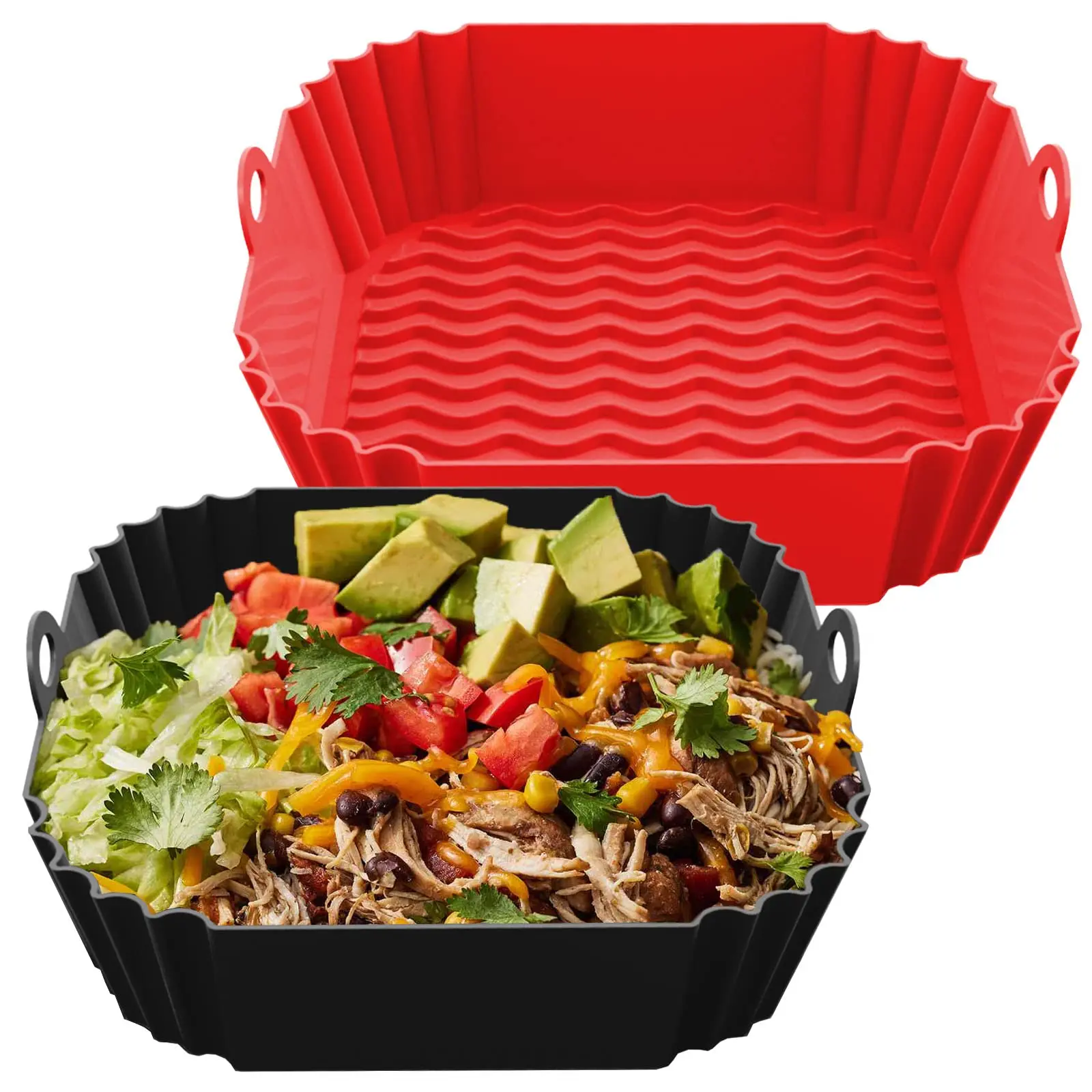 Square Silicone Air Fryer Liners, Air Fryer Sheets, Compatible with 4-10 QT, Reusable Silicone Basket, Air Fryer Accessories Air Fryer Liners Heavy-Duty Non-Stick Oil-Resistant Replace Disposable Parchment Paper Gifts For Party