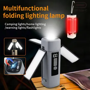 Camping lamp, portable retractable rechargeable camping lamp, 1800mAh battery, rotatable electric outdoor lamp, portable magnetic camping lamp, for hiking, power outage, exploration, emergency use work light