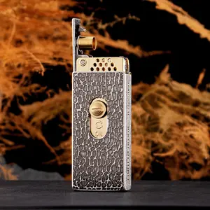 Old Retro Creative Windproof Lighter High Grade Metal Pure Copper Design Unique Gift Idea For Him Father Husband Birthday Christmas Camping Essentials (Without Fuel)