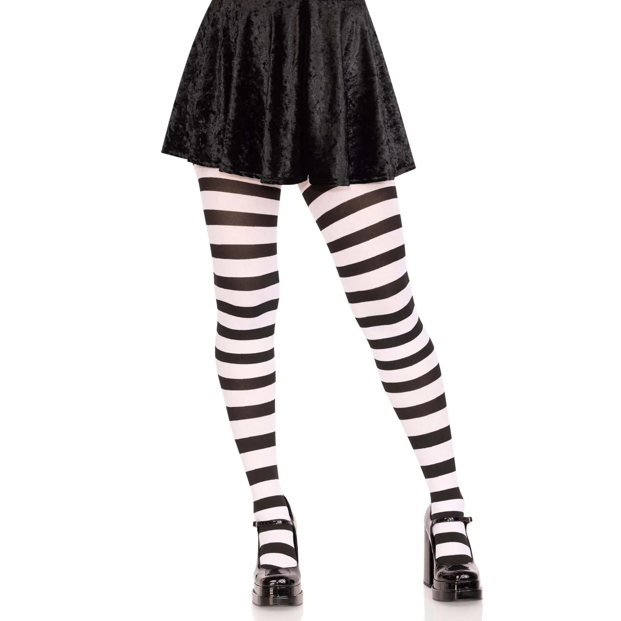Women's 70 Denier Opaque Pantyhose - Wide Striped Ultra-Soft Nylon Leg Tights with Solid Top, Comfortable for Fall Outfits, Halloween Costumes & Daily Wear, Fabric, Fashion Apparel, Classic, Women Pantyhose, Hand Wash, Stretch Waist, Day, Do Not Bleach, D