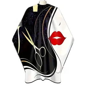 Premium Black Material Barber Cape - Easy-Clean Professional Styling Apron for Salon & Home Use, Fashion Hair Tool, Hair Cutting Accessories for Hairdressers & Barbers