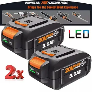 High quality 2pack For WORX 20V MAX Extend 8.0Ah Lithium Battery 20 Volt WA3520 WA3525 WA3575