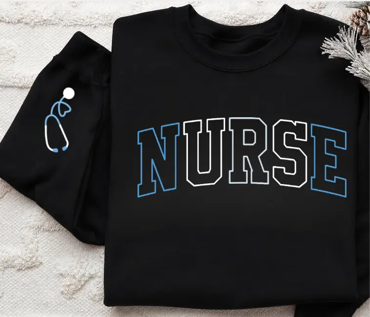 NURSE Athletic Block Gemma Sweatshirt Nurse Pullover Sweatshirt Gift for Grad New Nurse Gift Nurse Crewneck Tshirt, Hoodie and Sweatshirt C