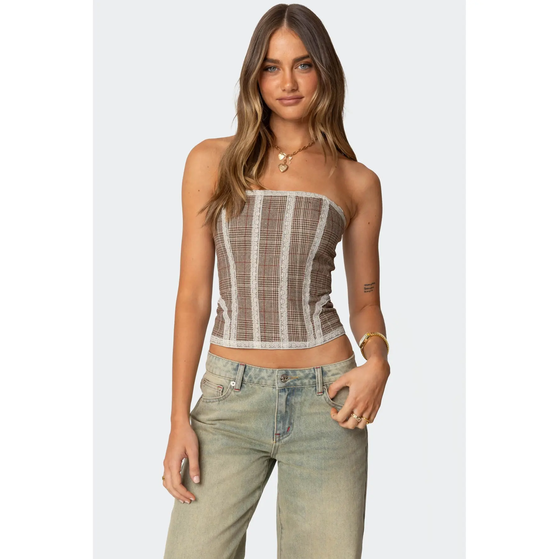 Jaiden Houndstooth Plaid Corset