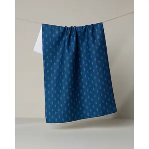 Indigo Geometry Print Kitchen Tea Towel