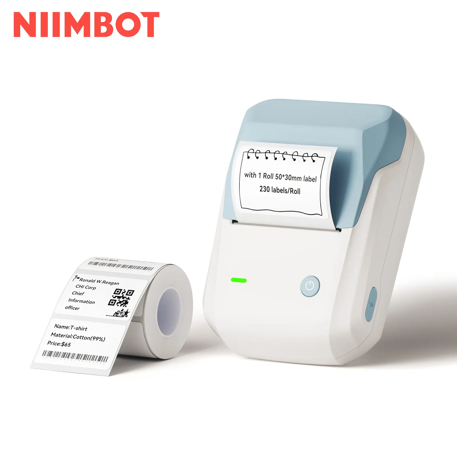 NIIMBOT B1 Label Makers, 2 Inch Bluetooth Label Maker Auto Identification Portable Label Printer (Cyan)