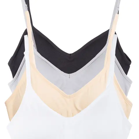 Kalon Women's 4-Pack Soft Cup Bralettes - Soft Bra, Comfortable Fashion Busty Style Everyday Necessity Underwear, Wire-Free Nylon Stretch, V-Neck, Adjustable Criss Cross Straps, Removable Pads, Hook and Eye, Earth Tones, Casual Fit (XXS Available)