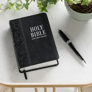 Black Faux Leather Large Print Compact King James Version Bible