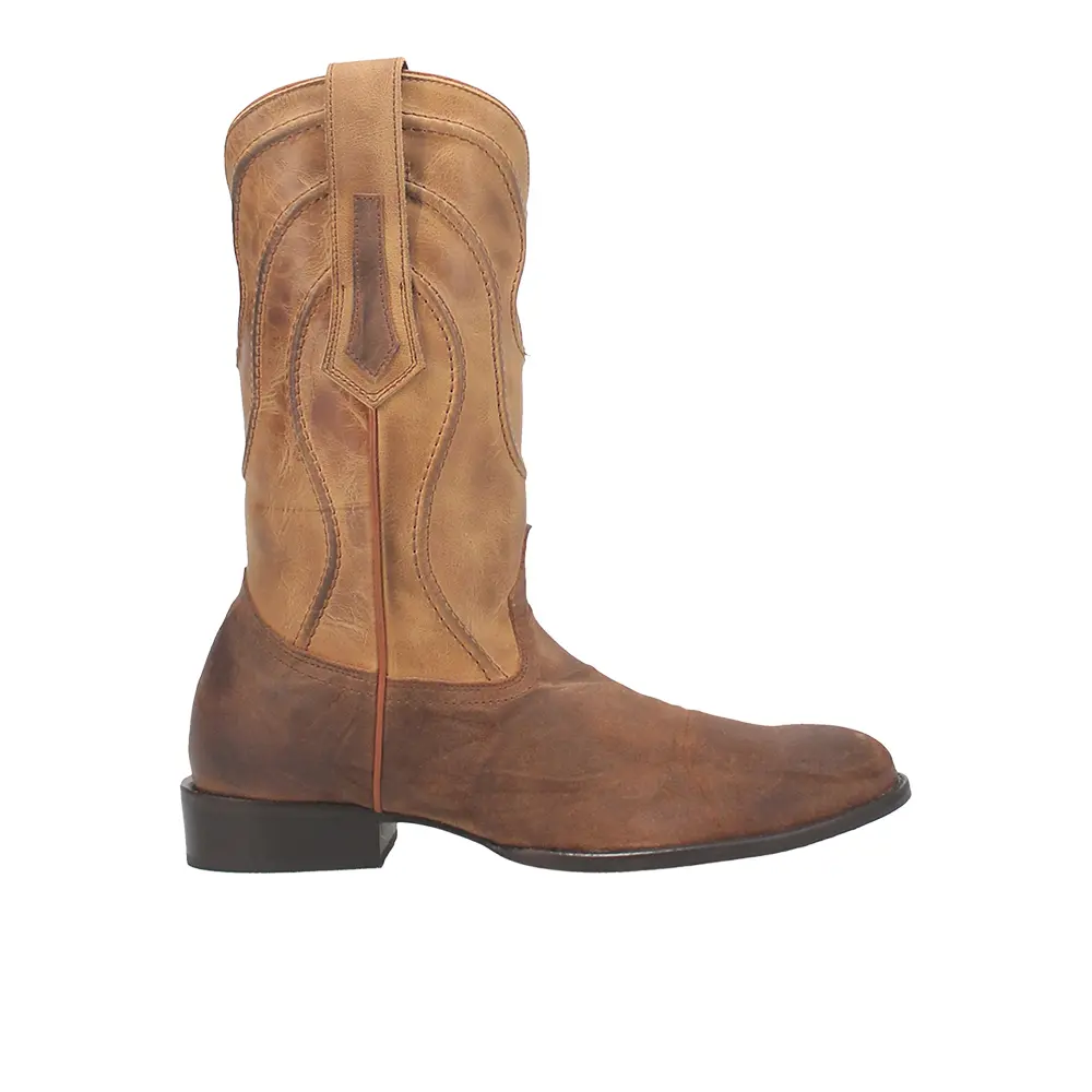 Dingo Mens Whiskey River Embroidered Round Toe Pull On Casual Boots Mid Calf - Beige, Brown