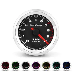 Garvee 12V Car Tachometer Gauge Tacho Meter, 52mm/2" Universal 0-10000 RPM Measuring Range Tachometer Revolution Meter With 7 Colors Backlight, For 4/6/8 Cylinder Gasoline Vehicles black
