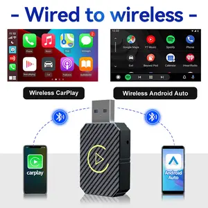 2-in-1 Android Car Wireless & Carplay Wireless Adapter, Switch from Wired to Wireless, Dongle for Cars with AA & Carplay,USB C/A