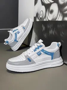 Men's Breathable Soft Sole Shoes, Comfortable Trendy Casual Sneakers, Youth Anti-Slip Leisure Shoes, Walking Shoes, Fashion Walking Sneakers, All Seasons PU Leather, Non Slip Sneaker