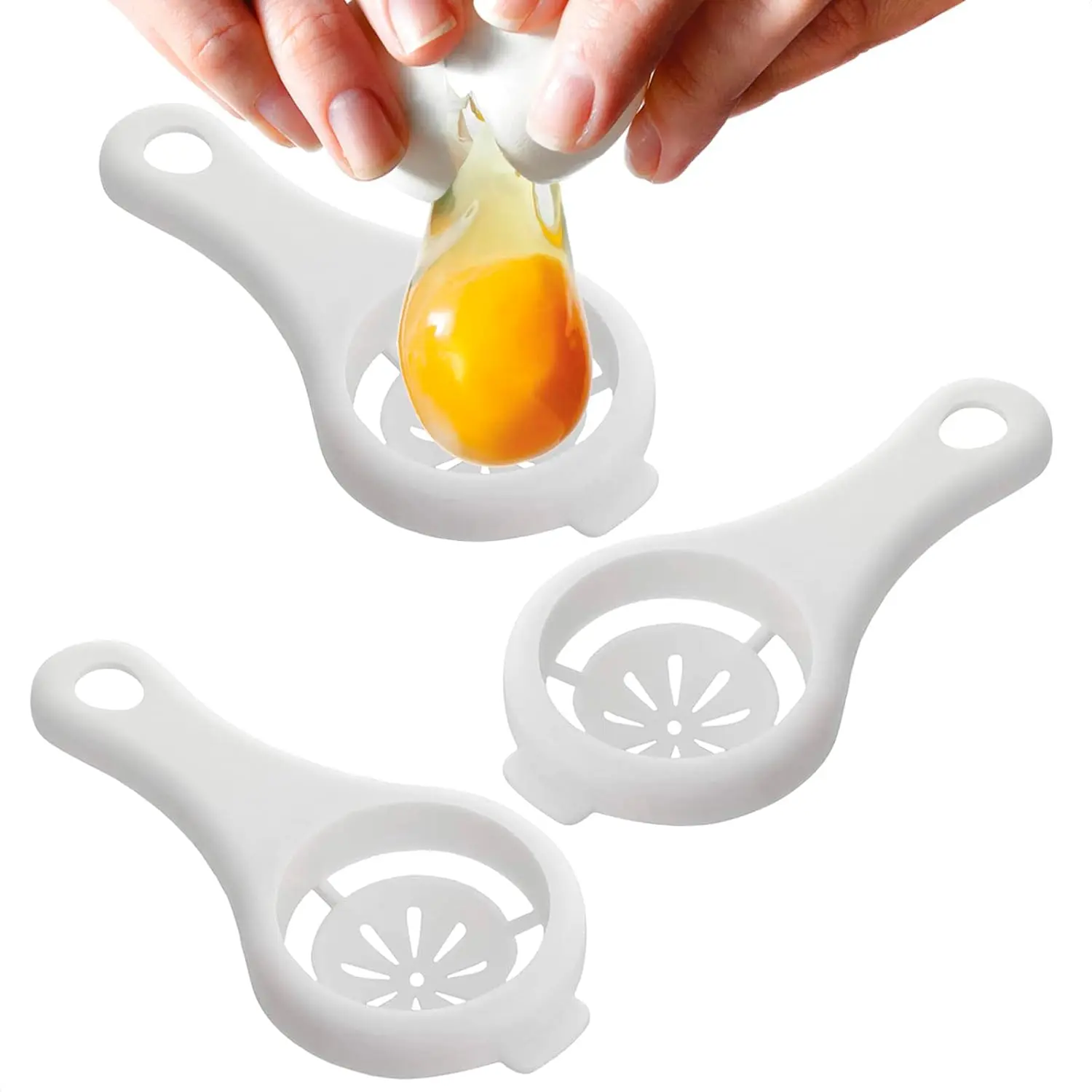 Egg Separator Egg Yolk White Separator - 3Pcs White Decorative Eggs White Filter Egg Yolk Separator Cool Kitchen Gadgets Strainer - Chicken Egg Separator Egg Divider Egg White Separator Chef Gadgets