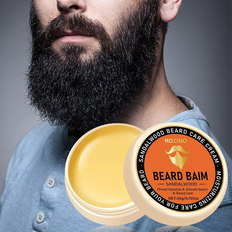 ROZINO Sandalwood Beard Care Cream 20g Hair Care Sandalwood Natural Nourishing+Smooth Shaping Dual Effect, 20g creates a neat beard, bidding farewell to frizz, a must-have for men's grooming, and revitalizing male charm Natural Haircare