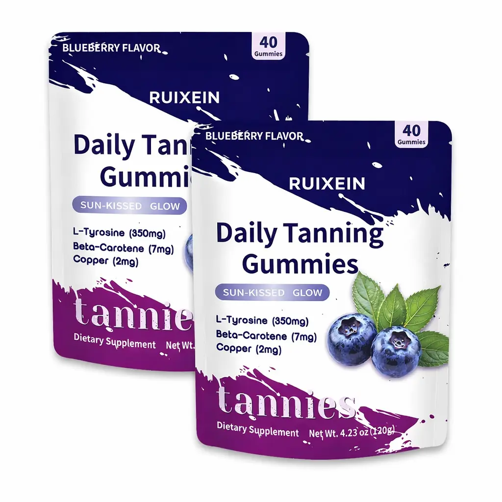 Blueberry Tanning Edible Chewable Dietary Supplements (2-Pack, 80 Count) - Beauty, Healthcare, Skin Care Support for Sun-Kissed Tan & Confident Shine