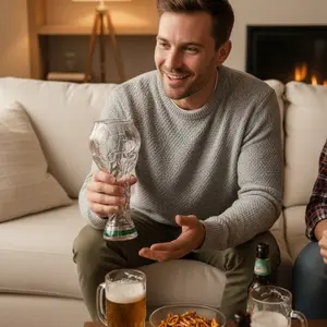 Premium Soccer Trophy Beer Cup, Premium Drinking Glasses, Perfect for Home Bar Decor, High-End Design, Ideal for Sports Fans, Unique Gift Idea