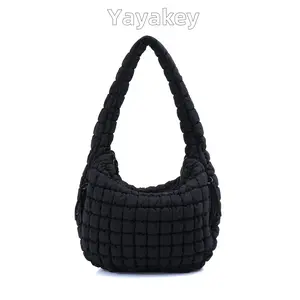 Puffer Tote Bag Quilted Carryall Tote Bag for Women Crossbody Large Hobo Lightweight Padding Shoulder Bag Hobo Bag