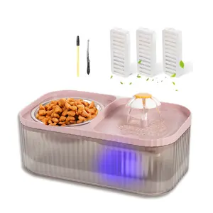 【Marchul】3L Pink Cat Water Fountain & Stainless Steel Food Bowl - 2-in-1 Super Quiet Auto Pet Dispenser with 3 Filters