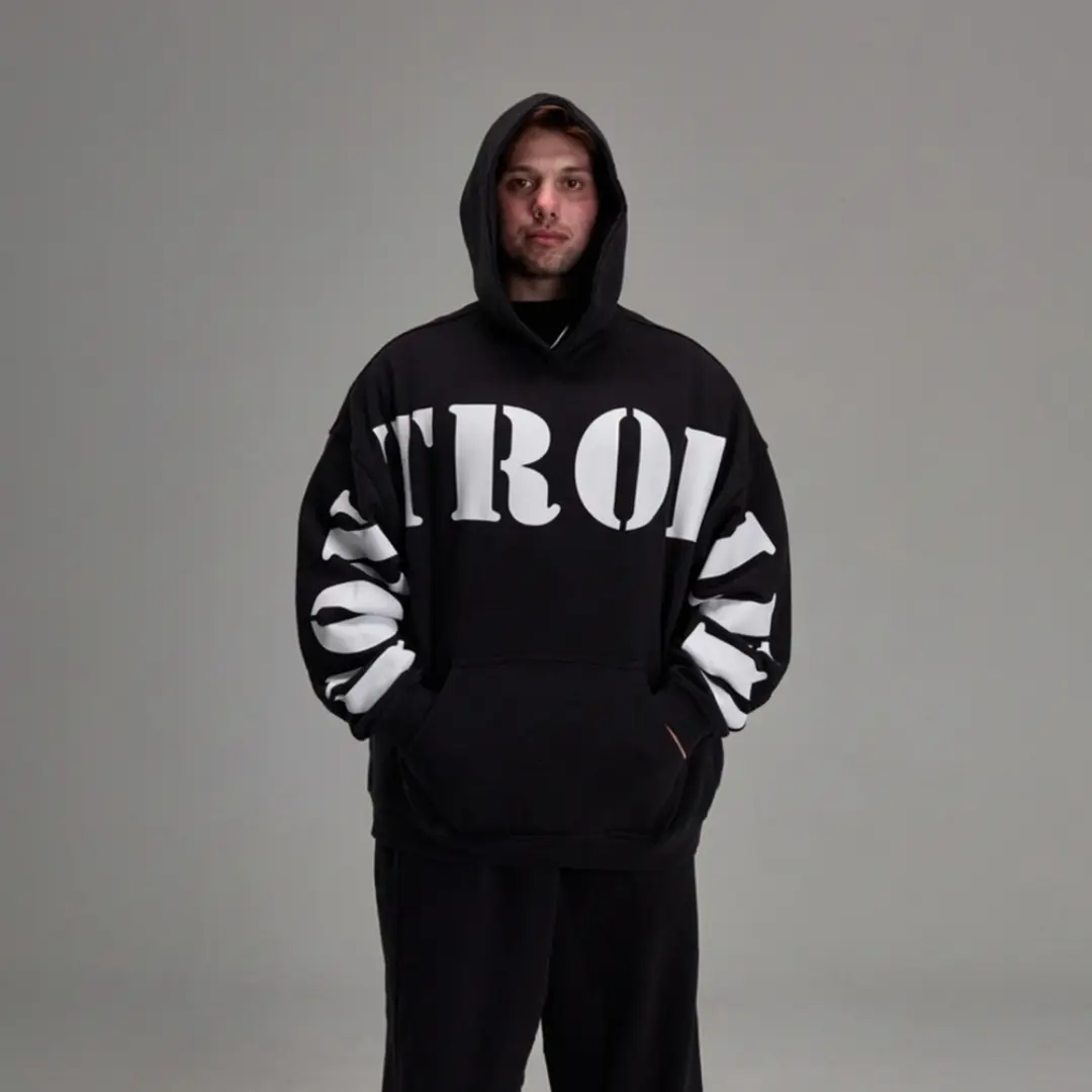 Midnight Pullover Controlled Insanity | 460 GSM Heavyweight Oversized Hoodie | Gym Streetwear