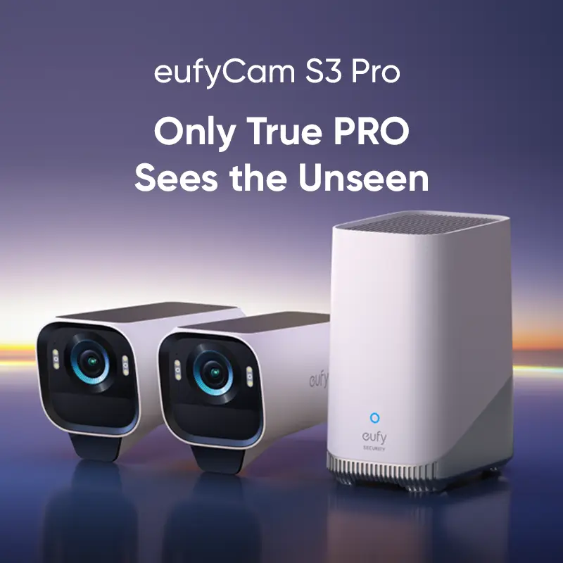 eufyCam S3 Pro 2-Cam Kit, Solar Camera Outdoor Wireless, MaxColor Night Vision, 4K Security Camera with Solar Panel, Forever Power 2.0, Face Recognition AI, Expandable Local Storage, No Monthly Fee｜Spingtok