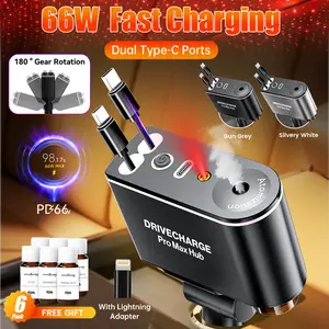 PD66W Car Fast Charger Pro, with Air Aromatherapy Diffuser-Free, Vehicle & Travel, Features Intelligent Sensing & Atmosphere Lighting, Starlight Headliner Car Charger, phone one hour charger