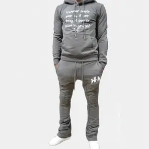 Men Stack Stretchy Cotton Men Joggers Set Casual Clothing