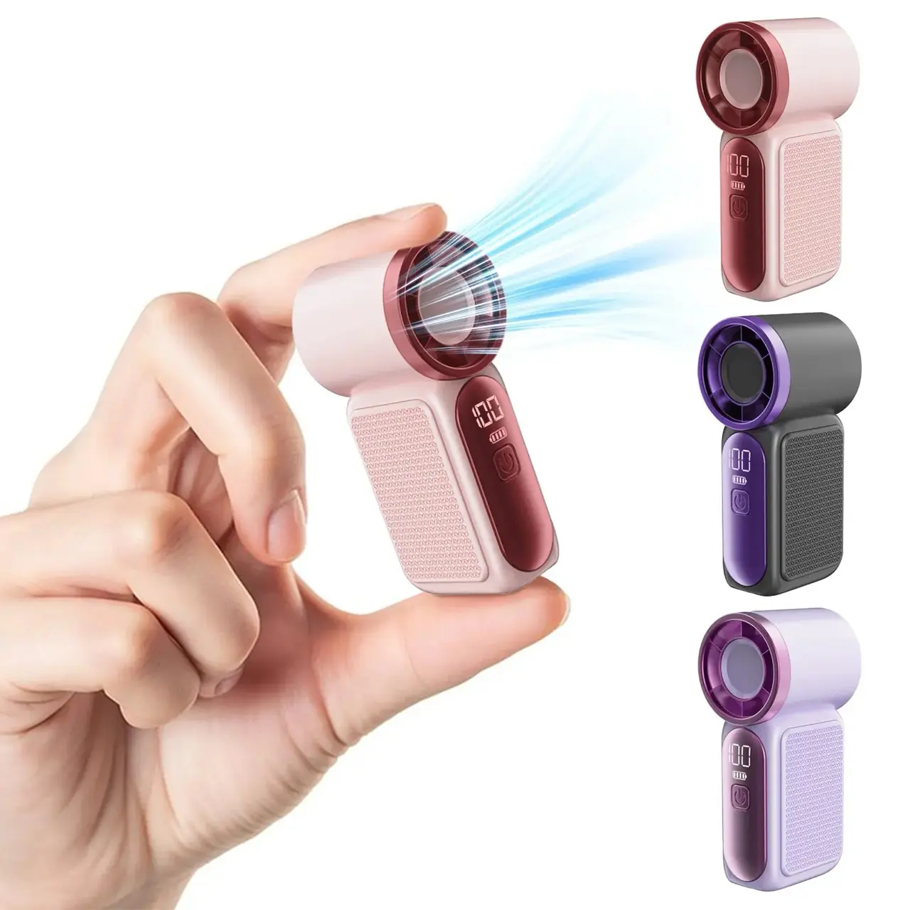 Mini Handheld Fan with LED Display – 6-Speed Turbo Pocket Fan for Women. USB Rechargeable, High-Speed Cooling for Travel & Makeup. Perfect  Gift., Rechargeable Portable Fan, Cordless Handheld Fan