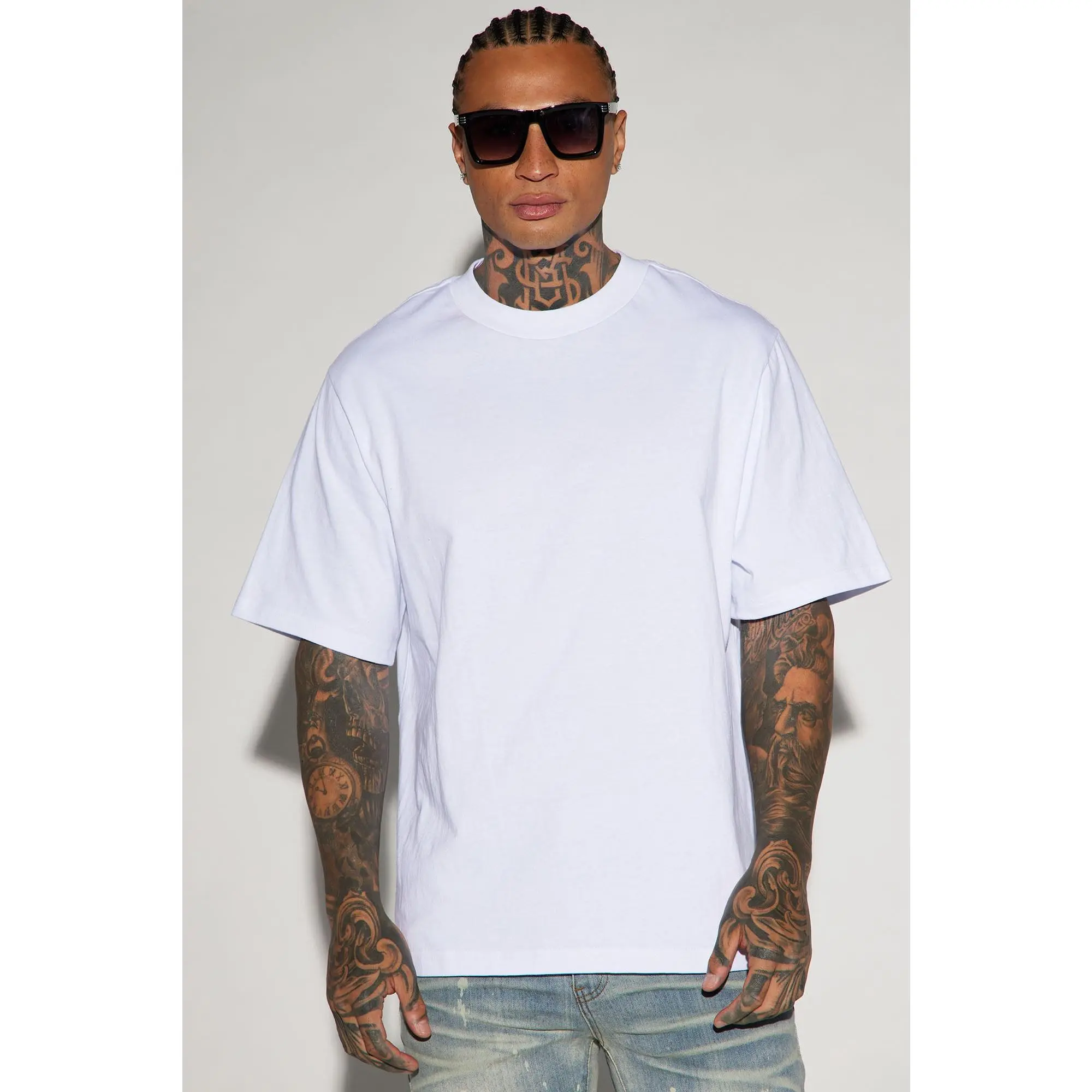 Men's Solid-Color Short-Sleeve Shirt Tee - White