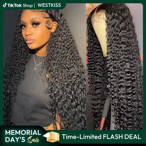 West Kiss Ready Go Glueless Deep Wave 7x4 Closure Wig Human Hair Pre Cut Lace 7x5 Closure Wig Pre Bleached PrePlucked 13x4 Lace Front Wig tiktokshopmemorialday
