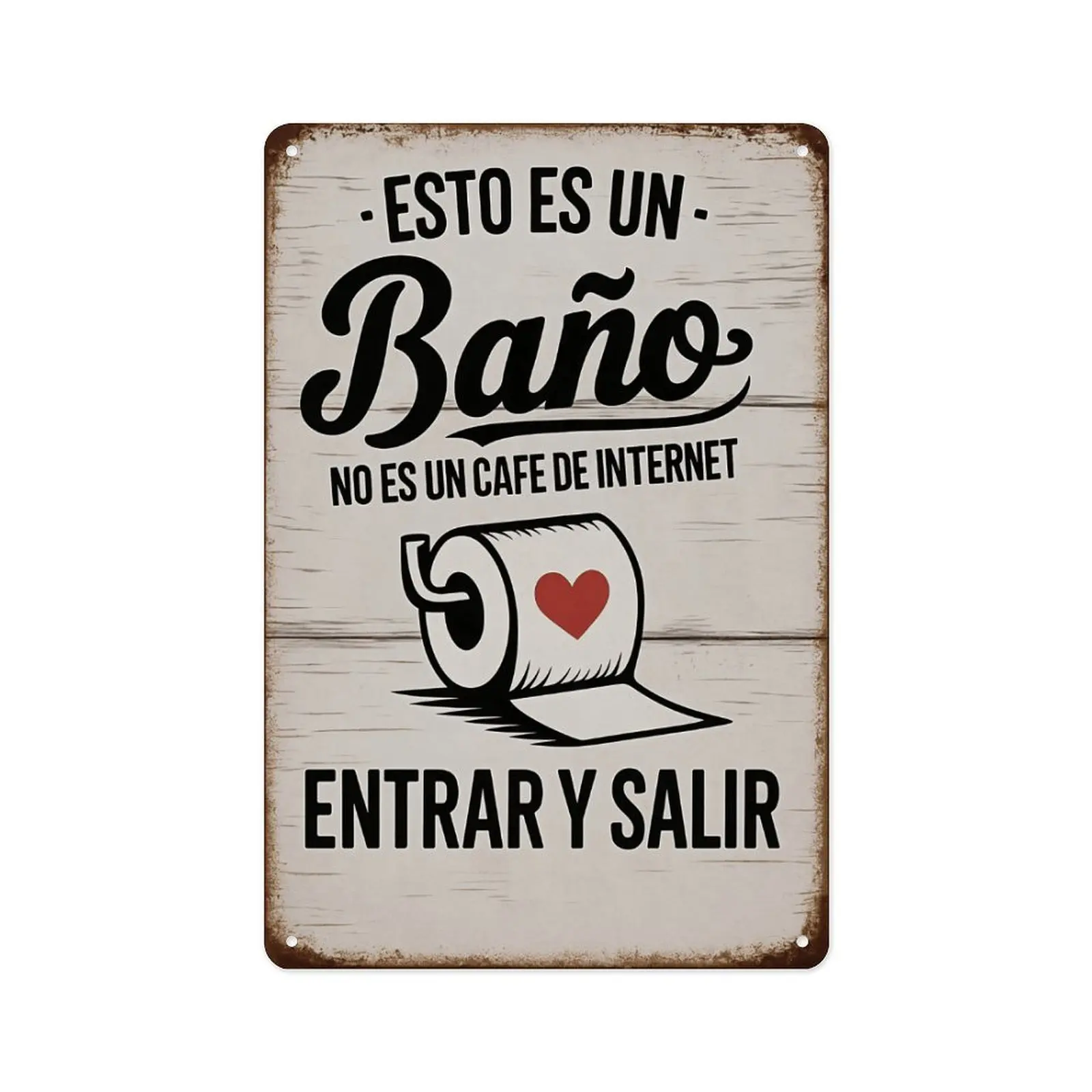 12x8 In Vintage Aluminium "Esto Es Un Baño" Funny Quote Bathroom Sign, Weatherproof Rustic Decorative Wall Plaque for Restroom Home Toilet, Personalized Home Decor