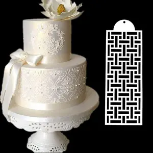 16pcs Lace Edge Cake Stencils, Decorative Buttercream Frosting, Wedding Supplies Baking Tools, DIY Flower Hollow Molds, Cake Decorating Kit, Happy Eid