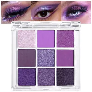 Deep Light Purple Matte Shimmer Eye Shadow Palette Makeup,Eyeshadow Long Lasting Waterproof Cruelty-Free, 9 Blendable Shades in Smooth for Girls (Purple palette)