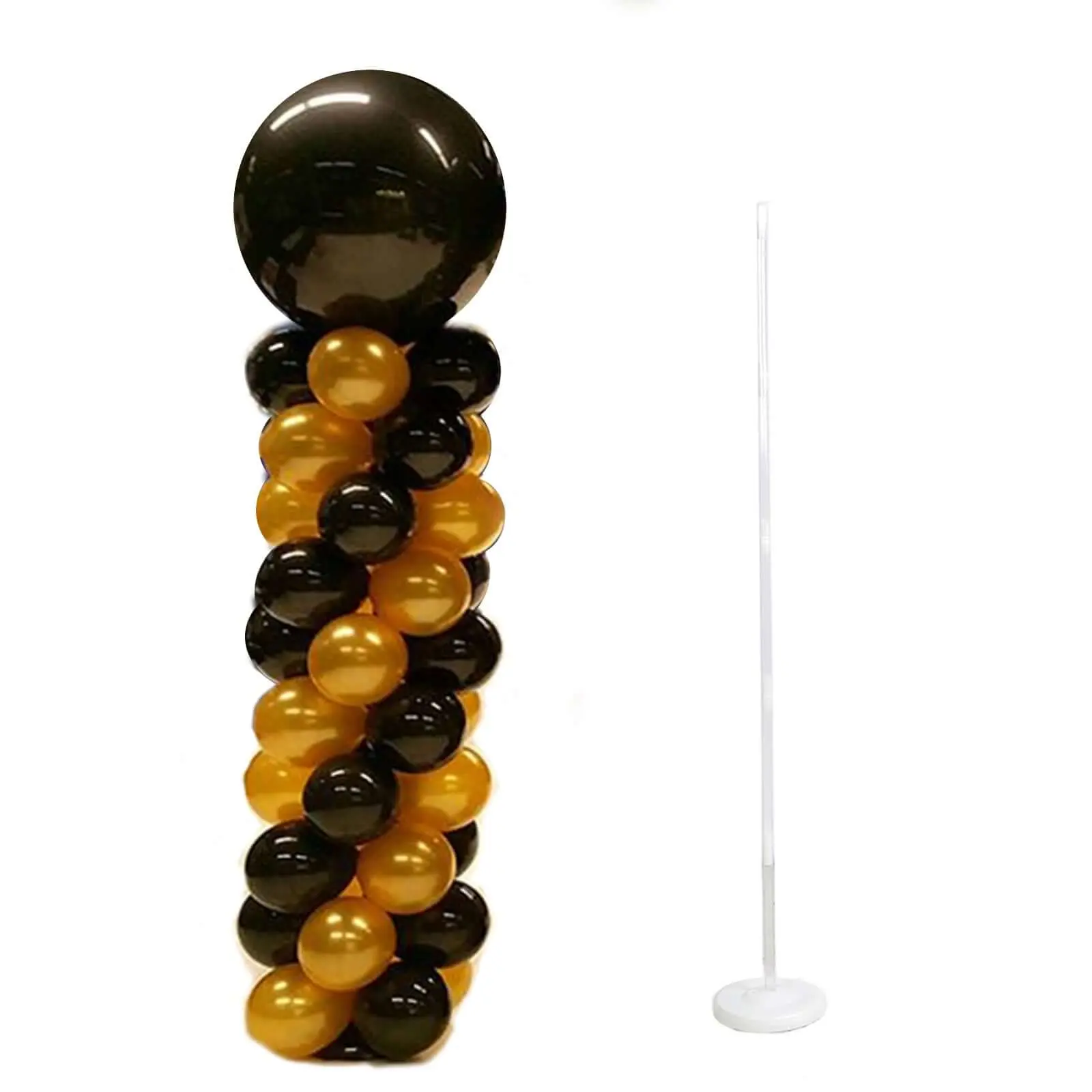 White Balloon Column Stand Set - 2-Pack (5ft), Balloon Party Supplies for Birthday Decor with Stand, Two Packs
