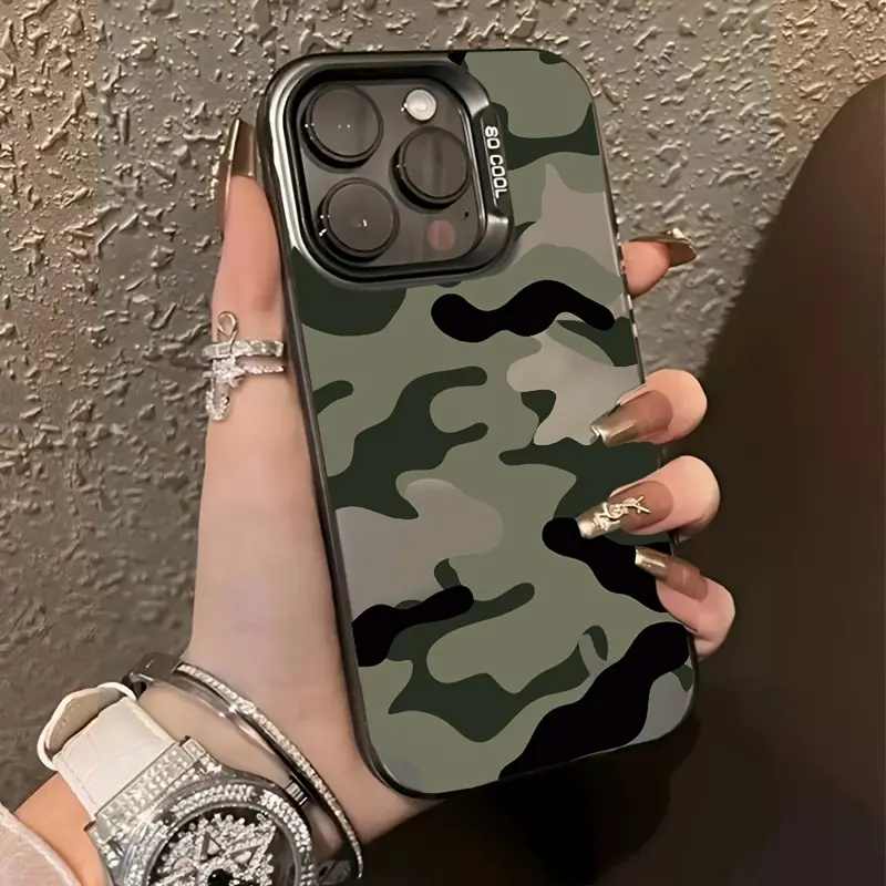 Military green camouflage case with a simple, premium feel and air cushion, matte protective cover, suitable for iPhone 17/16/15/14/13/12/11/X/XS/XS Max/XR/16E/7P/8P. It is a great gift for friends, family, or yourself., Accessories, Smartphone, Cellphone