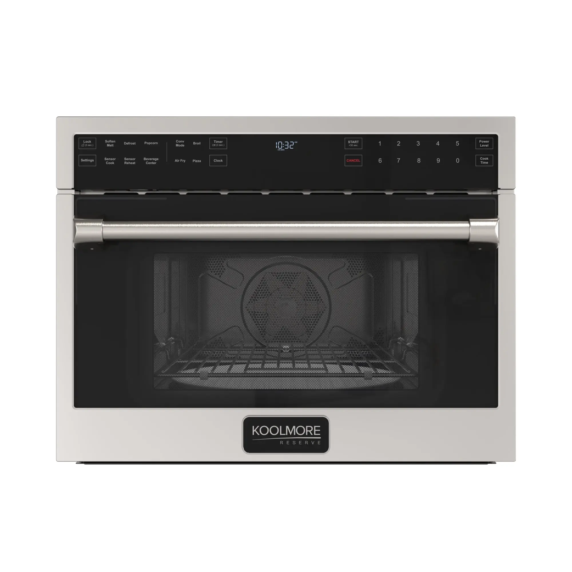 KoolMore Reserve 24-in Stainless Steel Built-In 3-in-1 Convection Microwave Oven - Air Fry, Sensor Cook, Soft-Close Door, Child Lock, 7.1-in Turntable, Baking Rack, 1.6 cu ft, Auto-Defrost, 1400 rpm Fan, Crisp with Less Oil